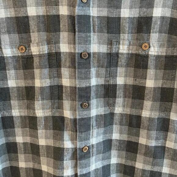 Patagonia Mens Large Button Up Organic Cotton Gauze Plaid Short Sleeve Shirt - Picture 2 of 7